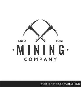 Pickaxe vintage design in retro style,concept for business,label,industrial or mining tool.