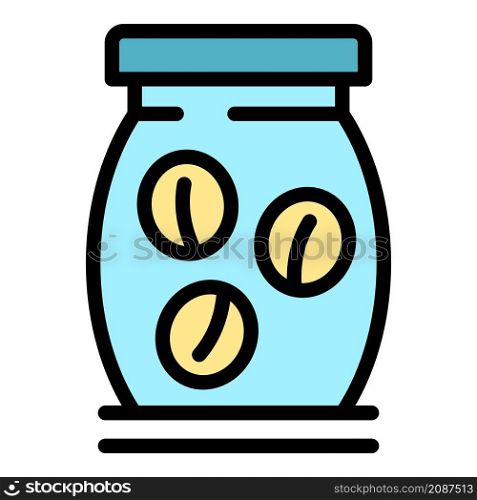 Pickle bottle jar icon. Outline pickle bottle jar vector icon color flat isolated. Pickle bottle jar icon color outline vector