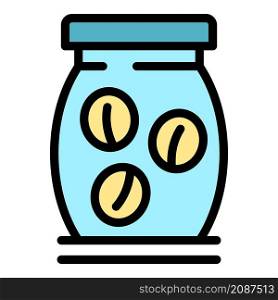 Pickle bottle jar icon. Outline pickle bottle jar vector icon color flat isolated. Pickle bottle jar icon color outline vector
