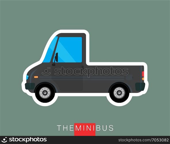 Pickup bus isolated. Pickup bus, freight bus, delivery bus. Colored mini van. Commercial vehicle minibus. Vector illustration