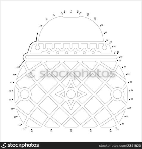 Picnic Basket Icon Connect The Dots, Picnic Hamper, Basket Is Used To Hold Food, Tableware For A Picnic Trip Vector Art Illustration, Puzzle Game Containing A Sequence Of Numbered Dots