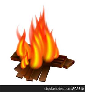 Picnic fire icon. Realistic illustration of picnic fire vector icon for web design. Picnic fire icon, realistic style