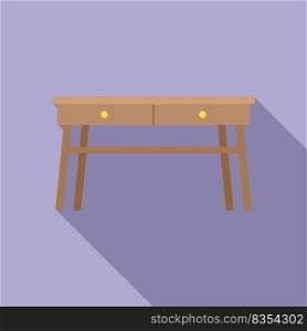 Picnic table icon flat vector. Wood desk. Top round. Picnic table icon flat vector. Wood desk