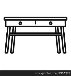 Picnic table icon outline vector. Wood desk. Top round. Picnic table icon outline vector. Wood desk
