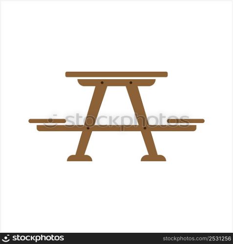 Picnic Table Icon, Picnic Bench Icon Vector Art Illustration