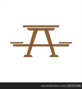 Picnic Table Icon, Picnic Bench Icon Vector Art Illustration