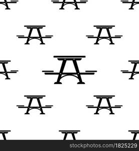 Picnic Table Icon Seamless Pattern, Picnic Bench Icon Vector Art Illustration