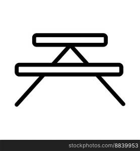 Picnic table line icon isolated on white background. Black flat thin icon on modern outline style. Linear symbol and editable stroke. Simple and pixel perfect stroke vector illustration.