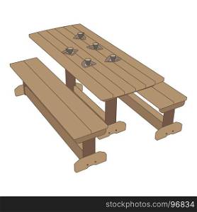 Picnic table vector icon illustration park background outdoor bench wood