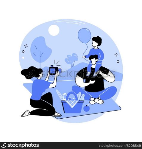 Picnic time isolated cartoon vector illustrations. Family members having picnic together, people lifestyle, happy childhood, journey with a baby, leisure time together vector cartoon.. Picnic time isolated cartoon vector illustrations.