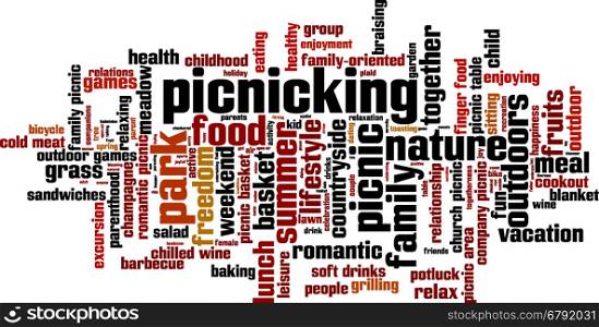 Picnicking word cloud concept. Vector illustration