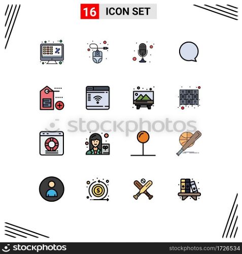 Pictogram Set of 16 Simple Flat Color Filled Lines of add, instagram, mouse, chat, recorder Editable Creative Vector Design Elements