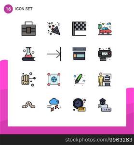 Pictogram Set of 16 Simple Flat Color Filled Lines of arrow, science knowledge, sports, science information, science and education Editable Creative Vector Design Elements
