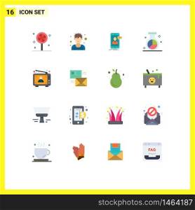 Pictogram Set of 16 Simple Flat Colors of ad, optimization, live chat, media, engine Editable Pack of Creative Vector Design Elements