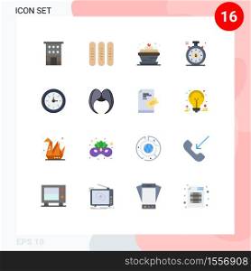Pictogram Set of 16 Simple Flat Colors of alarm, investment time, festival, clock, candle Editable Pack of Creative Vector Design Elements