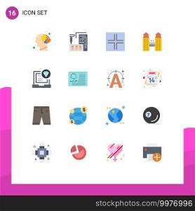 Pictogram Set of 16 Simple Flat Colors of browser, construction, home, city, view Editable Pack of Creative Vector Design Elements