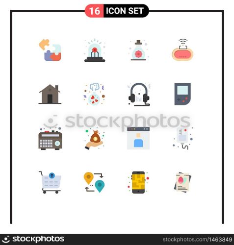 Pictogram Set of 16 Simple Flat Colors of building, wifi, siren, security, toddler Editable Pack of Creative Vector Design Elements