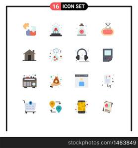 Pictogram Set of 16 Simple Flat Colors of building, wifi, siren, security, toddler Editable Pack of Creative Vector Design Elements