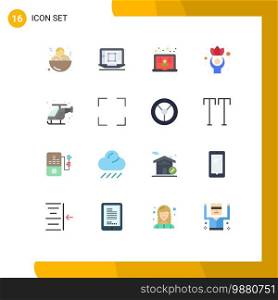 Pictogram Set of 16 Simple Flat Colors of fast, wellness, laptop, well, exercise Editable Pack of Creative Vector Design Elements