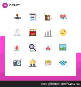 Pictogram Set of 16 Simple Flat Colors of hat, heartbeat, web stats, heart, shopping Editable Pack of Creative Vector Design Elements