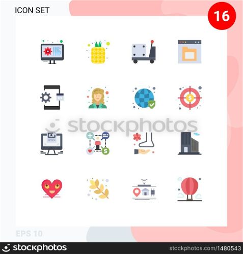 Pictogram Set of 16 Simple Flat Colors of interface, file, pineapple, document, truck Editable Pack of Creative Vector Design Elements