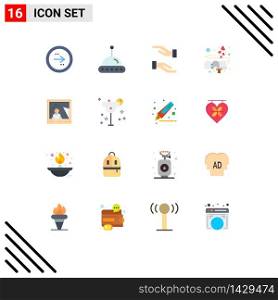 Pictogram Set of 16 Simple Flat Colors of landmark, picture, care, mail, letter Editable Pack of Creative Vector Design Elements