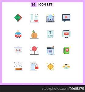 Pictogram Set of 16 Simple Flat Colors of mail, video, science, light, idea Editable Pack of Creative Vector Design Elements