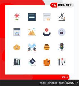 Pictogram Set of 16 Simple Flat Colors of remote team, graphic, click, graphic design, website Editable Pack of Creative Vector Design Elements