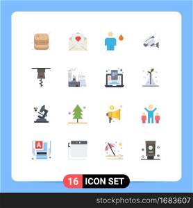 Pictogram Set of 16 Simple Flat Colors of security, camera, mail, human, c&Editable Pack of Creative Vector Design Elements