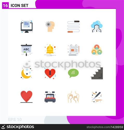 Pictogram Set of 16 Simple Flat Colors of share, cloud, mechanism, sports, jump Editable Pack of Creative Vector Design Elements