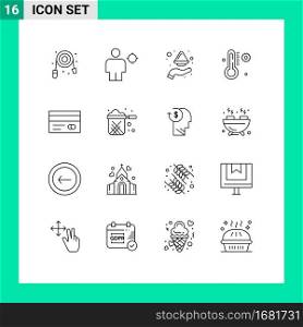 Pictogram Set of 16 Simple Outlines of banking, thermometer, position, temperature, india Editable Vector Design Elements