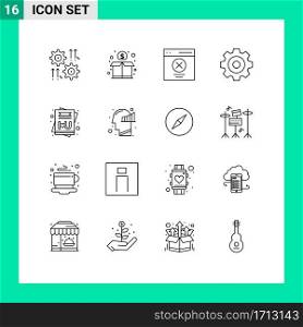 Pictogram Set of 16 Simple Outlines of card, detail, money, create, message Editable Vector Design Elements