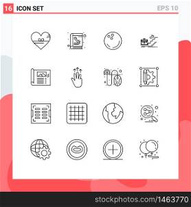 Pictogram Set of 16 Simple Outlines of leadership, career, phone book, business, strike Editable Vector Design Elements