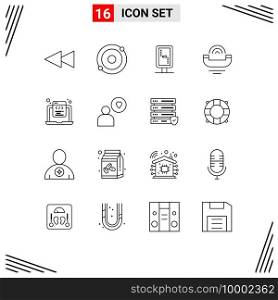Pictogram Set of 16 Simple Outlines of programming, html, banner board, coding, support Editable Vector Design Elements