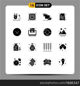 Pictogram Set of 16 Simple Solid Glyphs of arrow, contract, folder, business, copy Editable Vector Design Elements
