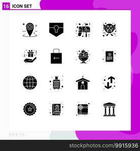 Pictogram Set of 16 Simple Solid Glyphs of box, halloween scary, box, ghost, character Editable Vector Design Elements