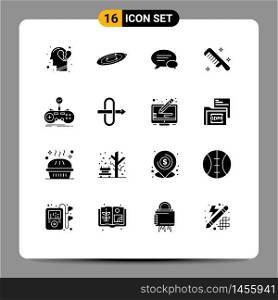 Pictogram Set of 16 Simple Solid Glyphs of check, cosmetic, universe, comb, chatting Editable Vector Design Elements