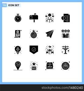 Pictogram Set of 16 Simple Solid Glyphs of estate, file, dinner, faq, contact Editable Vector Design Elements