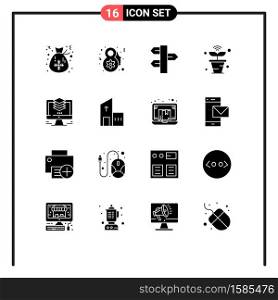 Pictogram Set of 16 Simple Solid Glyphs of layers, things, holiday, nature, internet Editable Vector Design Elements