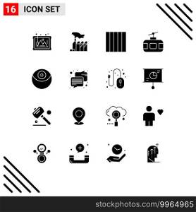 Pictogram Set of 16 Simple Solid Glyphs of planet, travel, lobbying, tourism, journey Editable Vector Design Elements