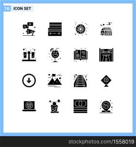 Pictogram Set of 16 Simple Solid Glyphs of real estate, house, payment, home, spider web Editable Vector Design Elements