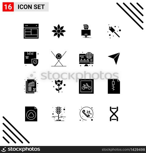 Pictogram Set of 16 Simple Solid Glyphs of shop, marshmallow, flower, camping, gammer Editable Vector Design Elements