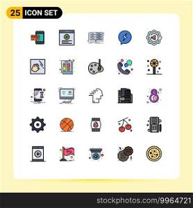 Pictogram Set of 25 Simple Filled line Flat Colors of chating, chat, browser, study, education Editable Vector Design Elements