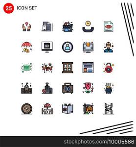 Pictogram Set of 25 Simple Filled line Flat Colors of eye, file, leaked, support, all time Editable Vector Design Elements