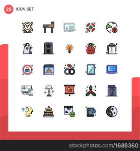 Pictogram Set of 25 Simple Filled line Flat Colors of internet, support team, object, support, lifebuoy Editable Vector Design Elements