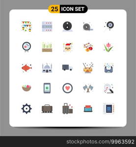 Pictogram Set of 25 Simple Flat Colors of bio, fertilization, surveillance, tool, construction Editable Vector Design Elements