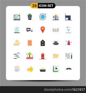Pictogram Set of 25 Simple Flat Colors of chart, winners, global, podium, winners Editable Vector Design Elements