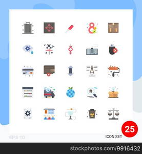 Pictogram Set of 25 Simple Flat Colors of deliver, gift, syringe, flower, shot Editable Vector Design Elements