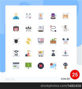 Pictogram Set of 25 Simple Flat Colors of device, costume, day, carnival, rule Editable Vector Design Elements