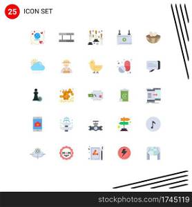 Pictogram Set of 25 Simple Flat Colors of egg, eggs, candles, power, battery Editable Vector Design Elements
